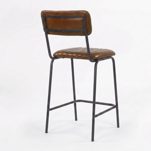 Lot de 2 chaises pour îlot central 65 cm en cuir de buffle marron - Arsène