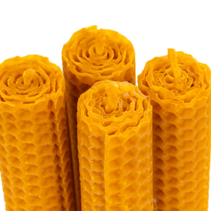 Pack de 4 velas de miel, de cera de abeja natural. 2.5 horas de duración.