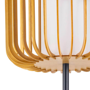 FORLIGHT Viva Pie de Salón en negro y madera clara para bombilla E27