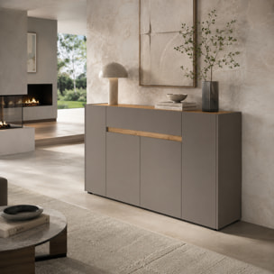 Credenza Moderna Madia In Melaminico Con 4 Ante E 1 Cassetto Mobile Contenitore Sala da Pranzo Soggiorno Design Senza Maniglie 170x85x40 cm Beige