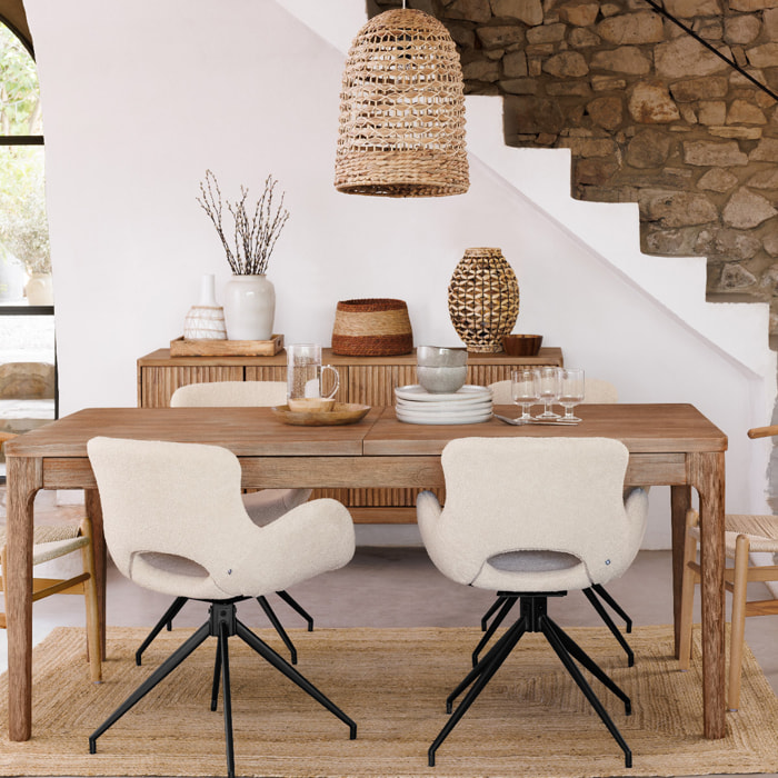 Fauteuil "Kale" - bois et métal - ivoire