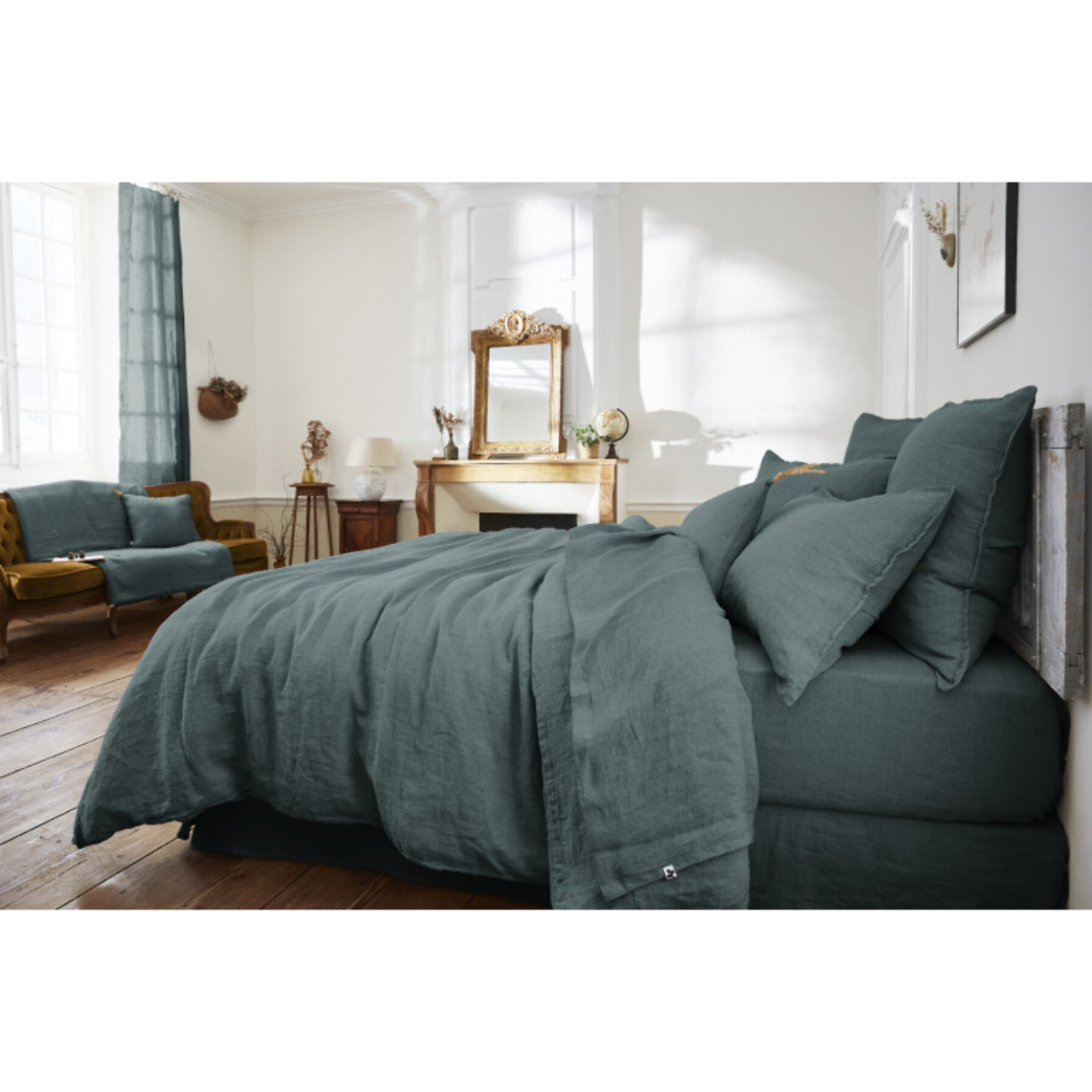 Drap housse 180x200 cm en lin lavé - SOLINE
