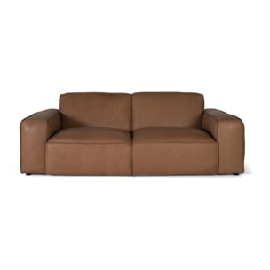Canapé en cuir naturel, structure en bois 224cm style moderne contemporain