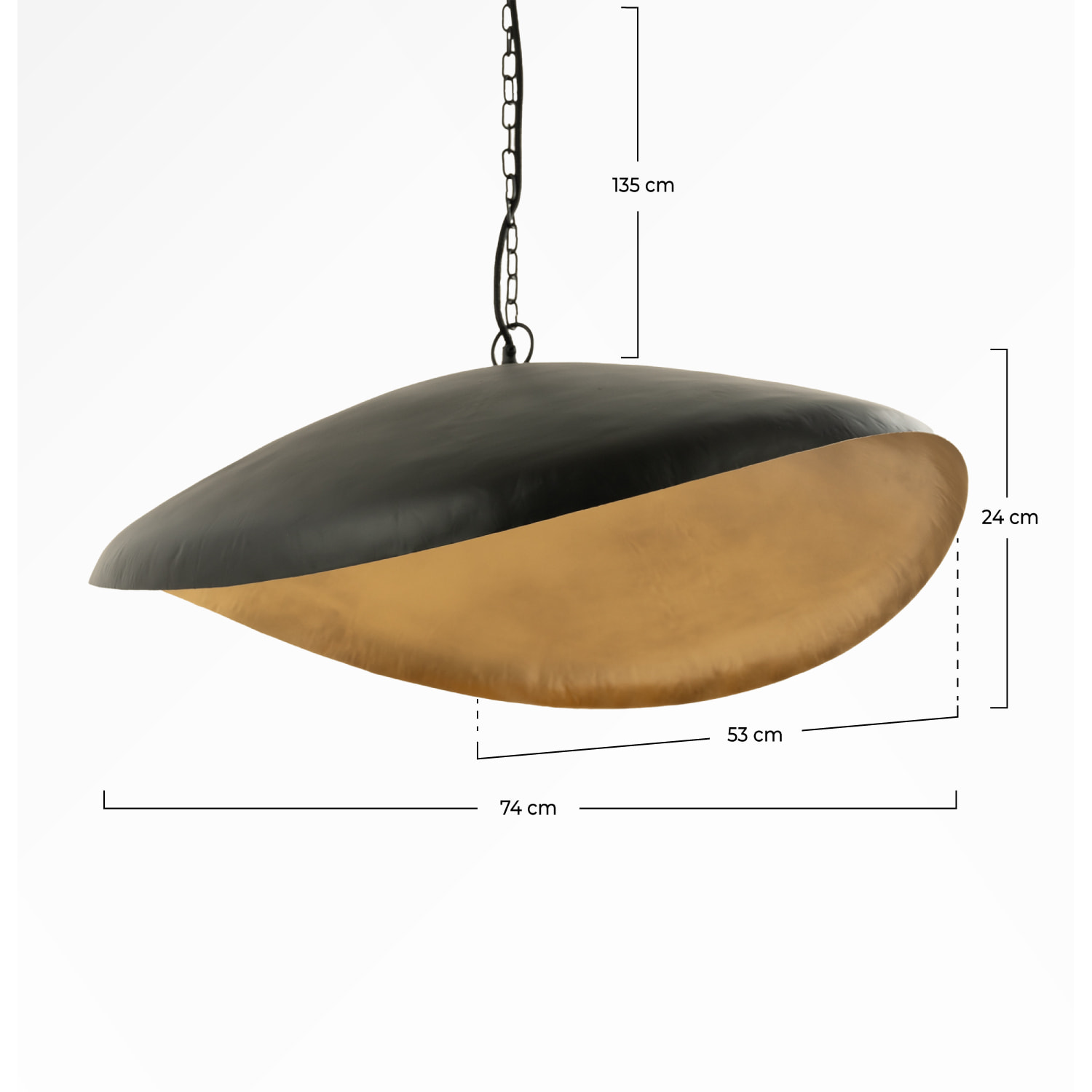 Suspension Pacha en métal noir et doré D74 cm