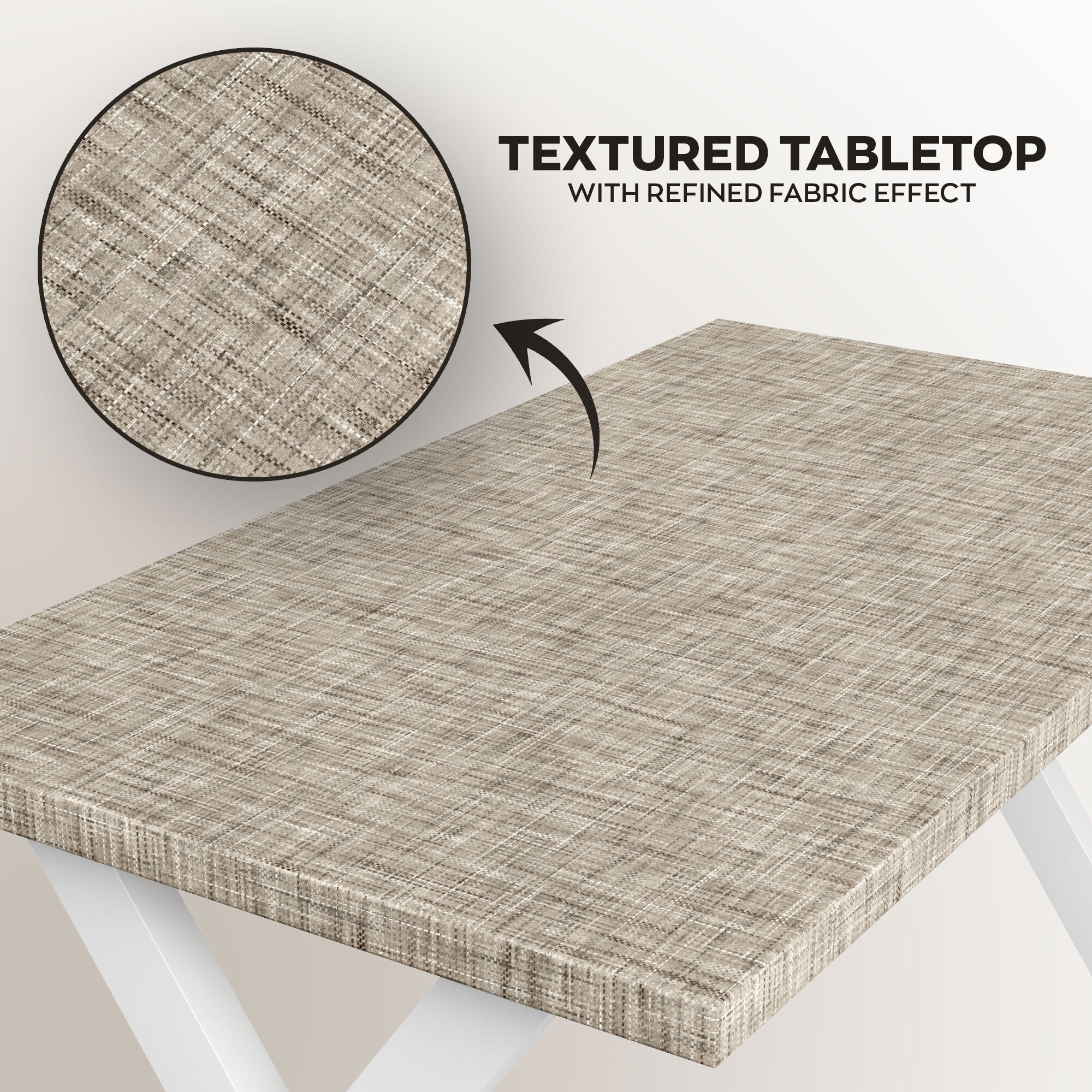 Tavolo da pranzo in legno e metallo con piedi x-shaped bianchi 220x100 cm Grigio Testurizzato