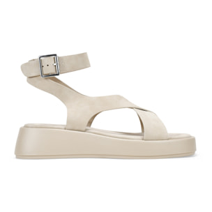 Sandalias de plataforma arena con hebilla