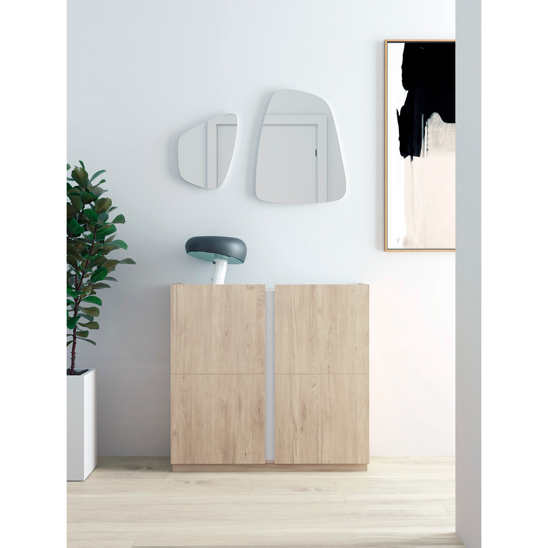 Set de espejos irregulares Singular aglomerado negro 60x47 y 40x32 cm