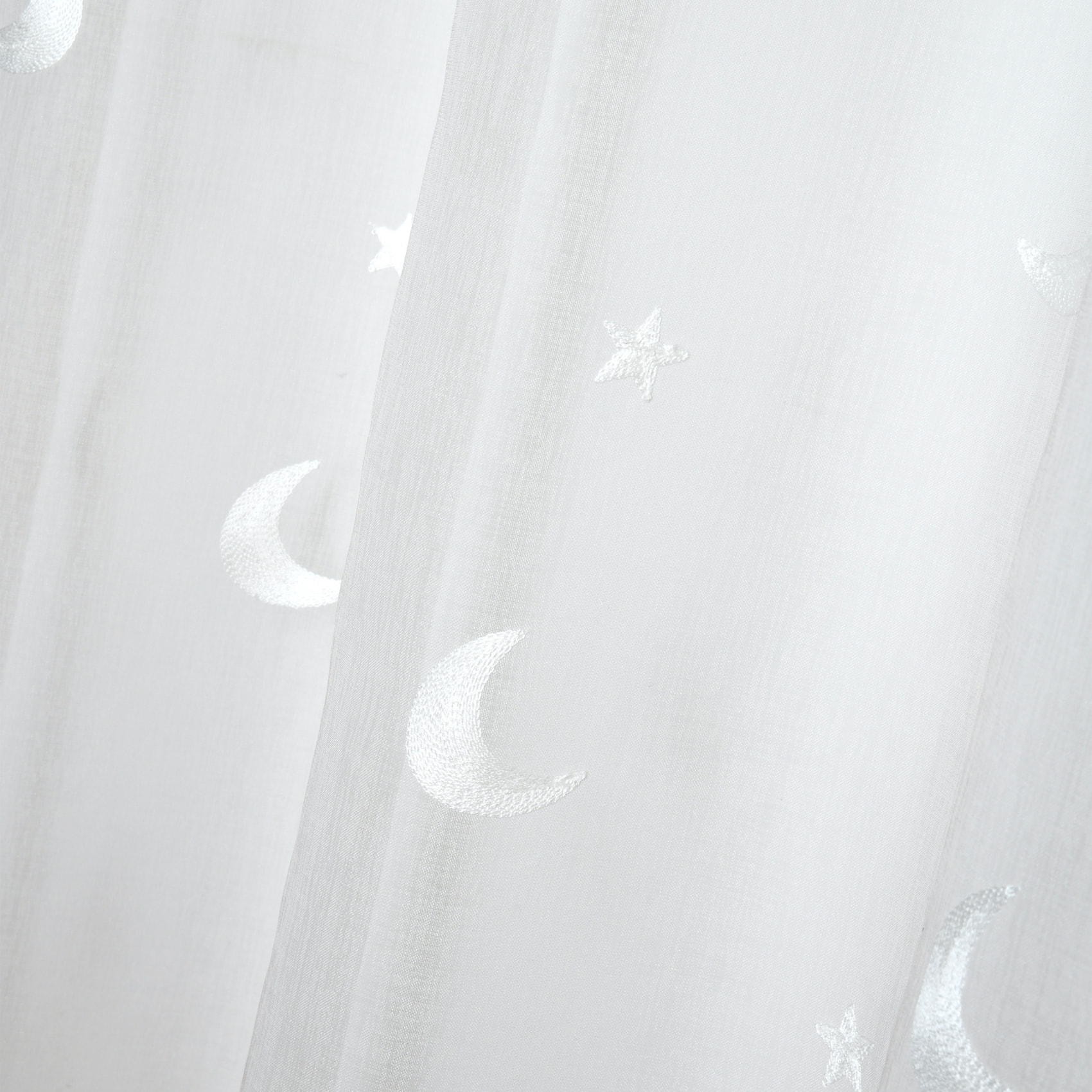 Voilage enfant brodé étoiles et lunes - Naturel