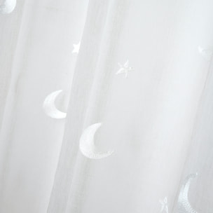 Voilage enfant brodé étoiles et lunes - Naturel