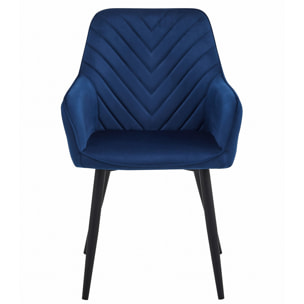 Sedia Nana in velluto blu notte con gambe nere