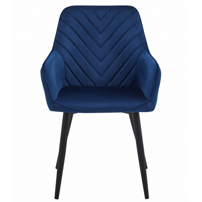 Sedia Nana in velluto blu notte con gambe nere
