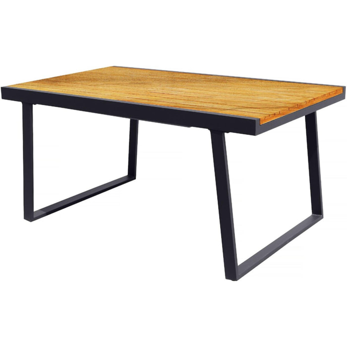 Table extensible en aluminium et bois '' Iris'' - 160/240 X 91 X 74 cm - Marron