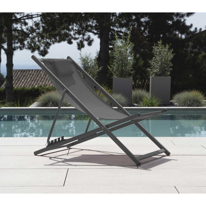 Lot de 6 chiliennes en acier - gris anthracite - PAROS