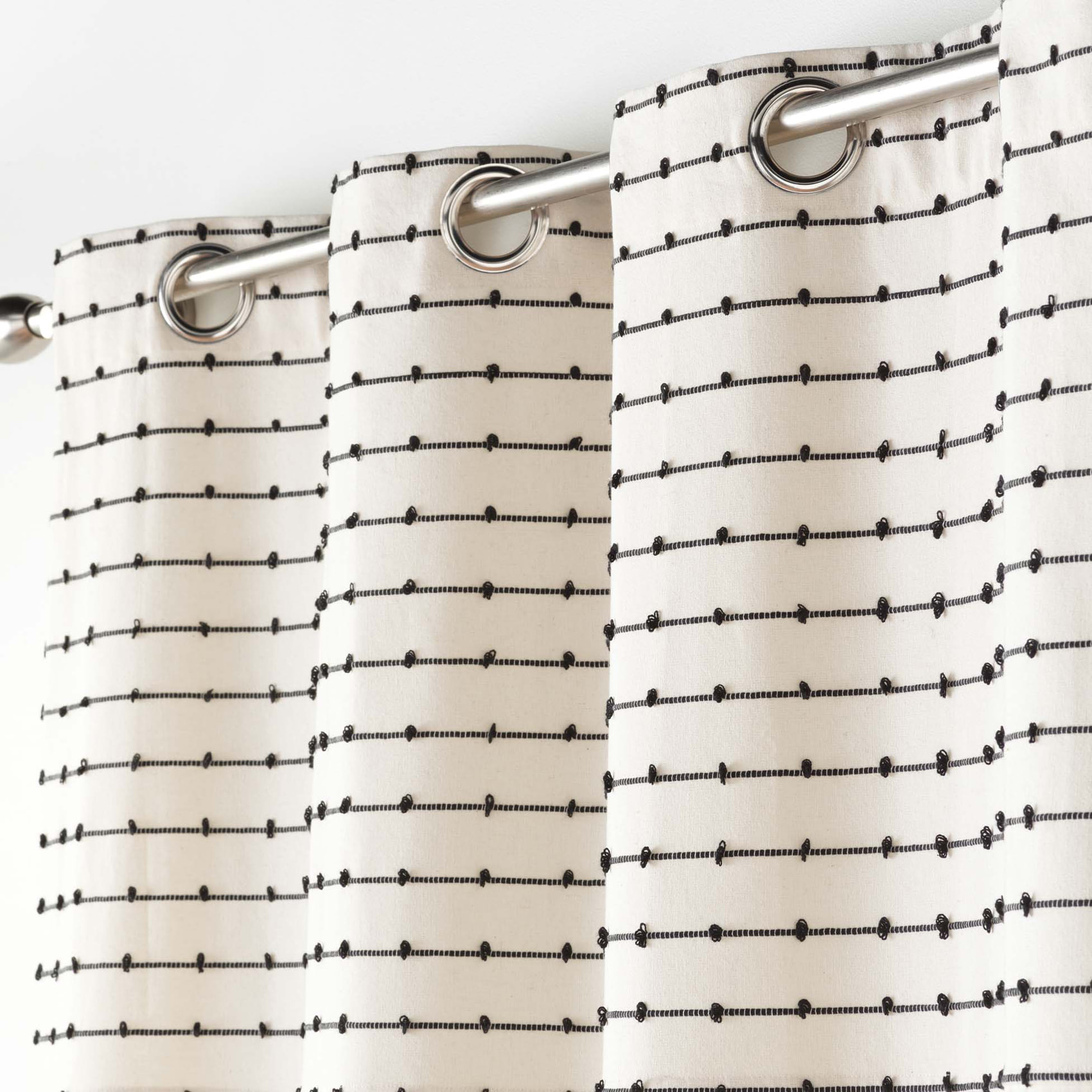 Rideau en coton recyclé à top fil coupé - Naturel