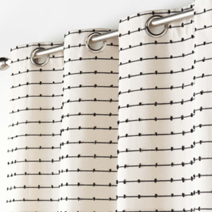 Rideau en coton recyclé à top fil coupé - Naturel