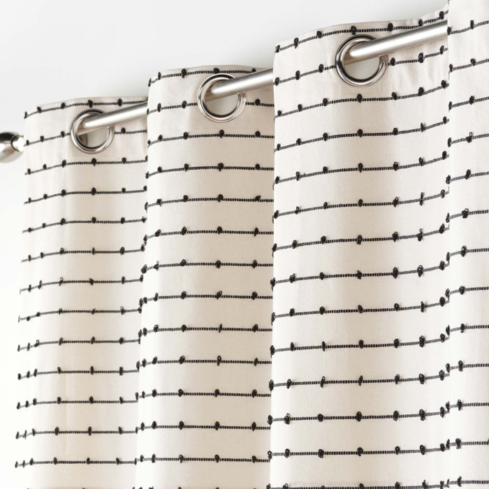 Rideau en coton recyclé à top fil coupé - Naturel