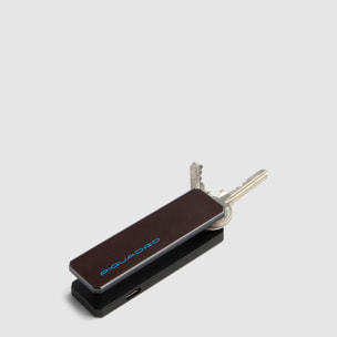 Piquadro Portachiavi personalizzabile in pelle con tracker