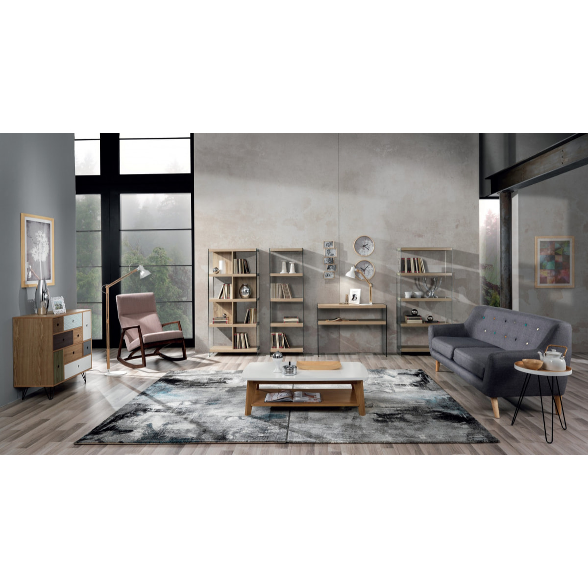 Tomasucci bibliothèque 5 étagères NANCY 75 Multicolore