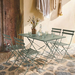 Table de jardin bistrot pliante métal + 4 assises EMILIA