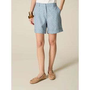 Oltre - Bermudas de lino con cristales - Light - blue