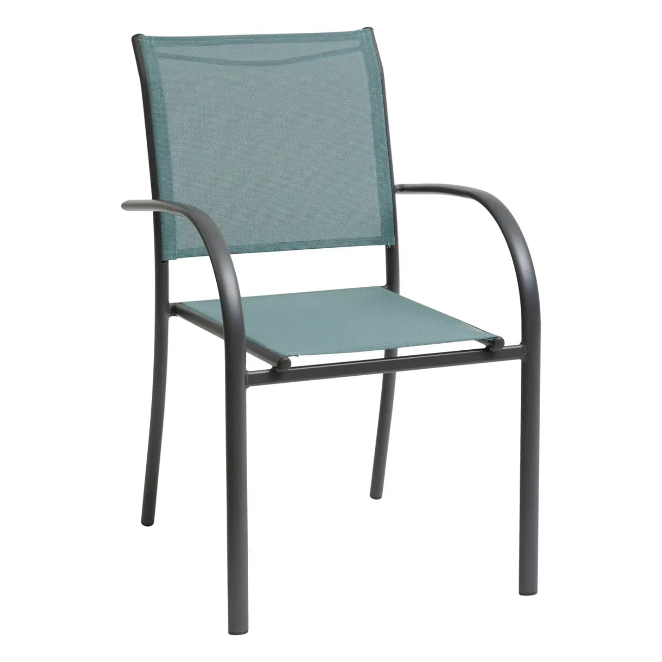 Fauteuil de jardin empilable "Piazza" vert jade & graphite en aluminium traité époxy