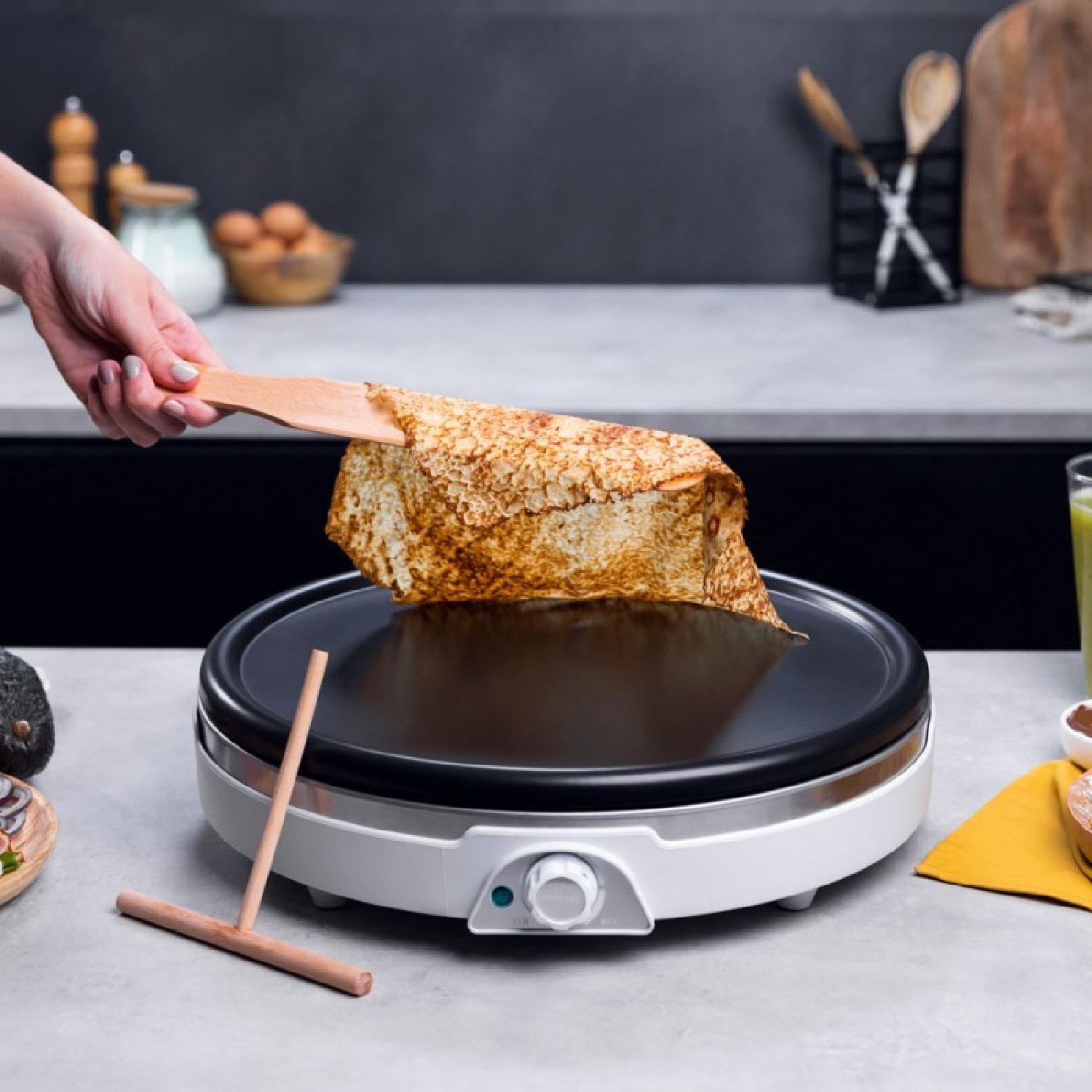 Cecotec Crêpière Fun Crepestone XL Inox. Pour préparer des crêpes XL, facilement