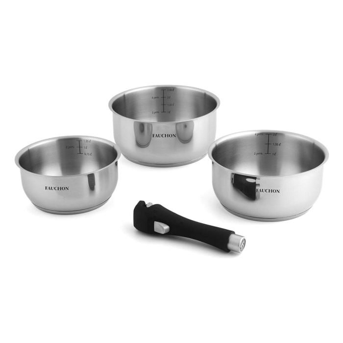 3 casseroles   20 cm amovible inox 18 8 induction