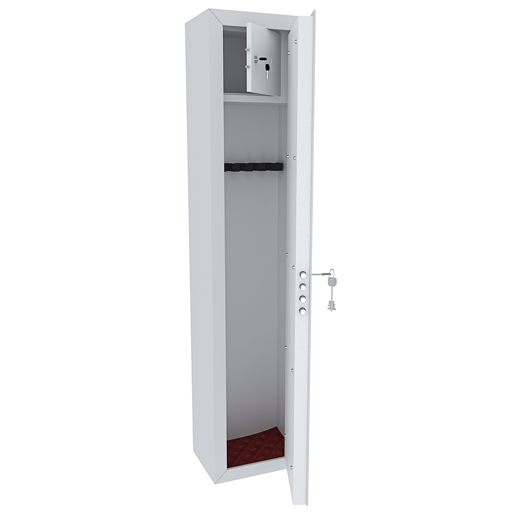 Armadio Portafucili Armi Blindato Fuciliera In Acciaio Con Tesoretto Con Serratura E Chiave A Doppia Mappa Bianco Opaco 148 x 34 x 28 Cm 5 Posti