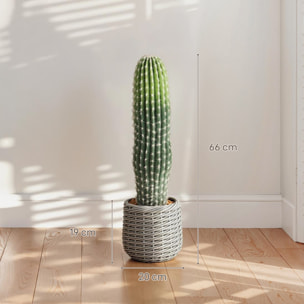 Cactus Artificial 66 cm, Planta Artificial Decorativa con Maceta, para Decoración del Interior, Hogar, Oficina, Salón, Verde