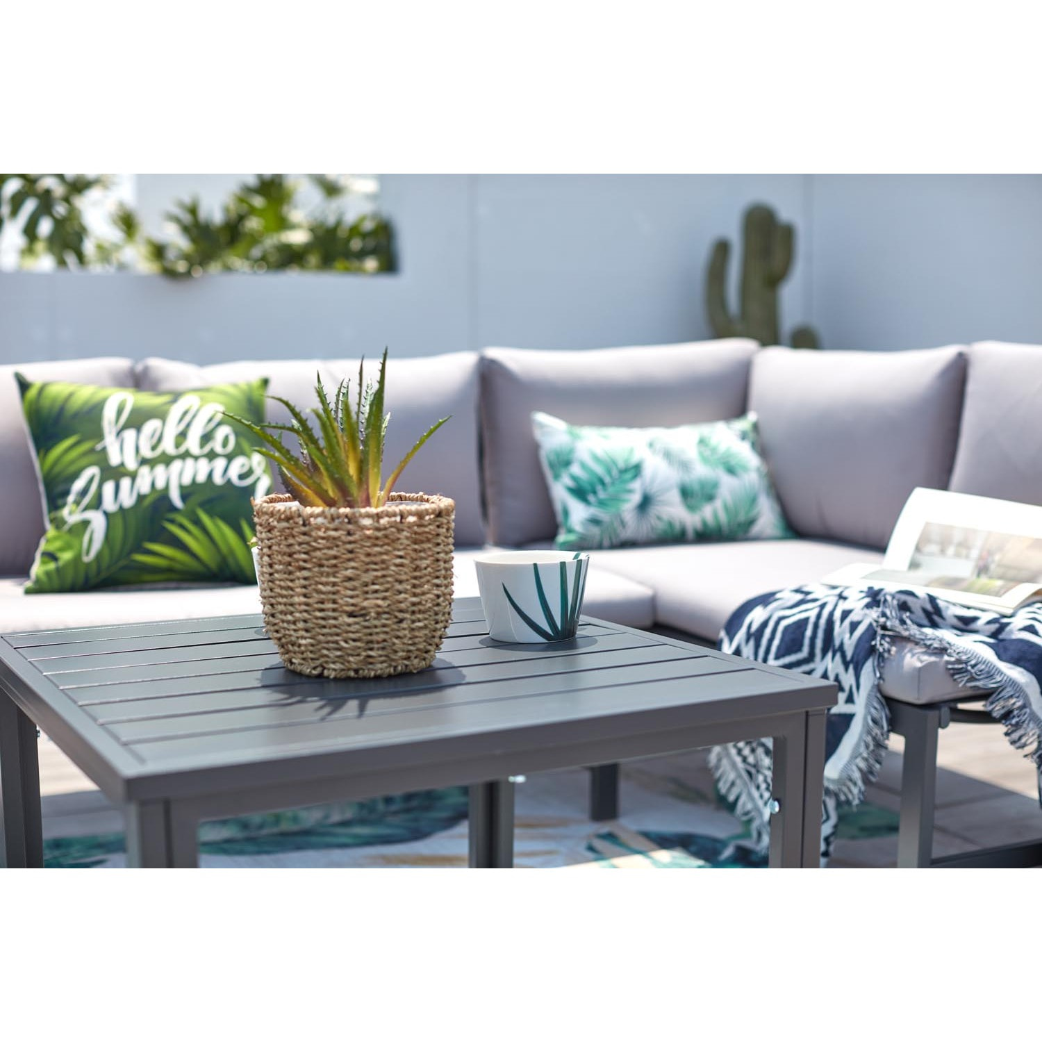 Salon de jardin bas 4 places canapé inclinable TEHURA