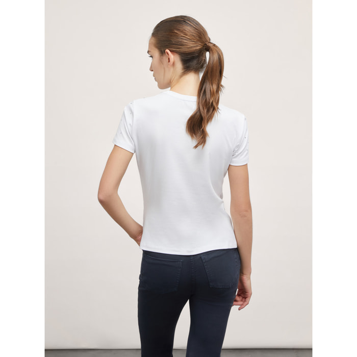 Motivi - camiseta llena de strass - Blanco