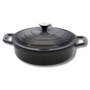 Cocotte en fonte émaillée basse gris classique 28 cm 2,8 L Elo