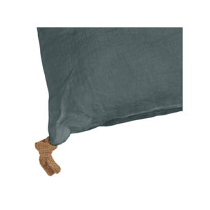 Coussin 40 x 60 cm en lin lavé avec 4 nouettes en jute - SOLINE