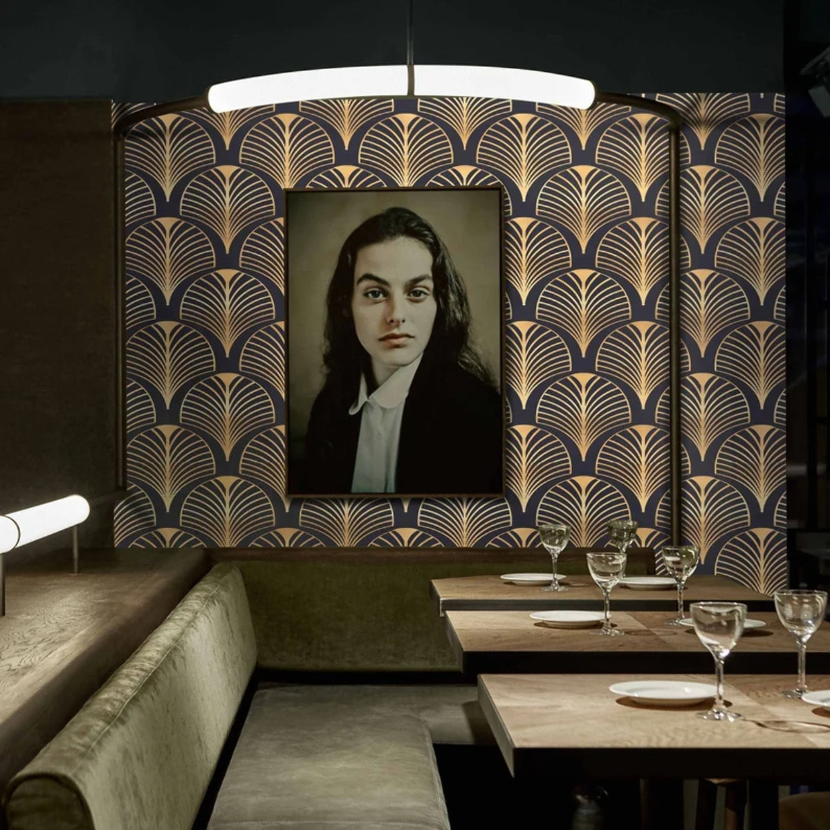 Carta da Parati Art Déco Anni '30 Nera e Oro