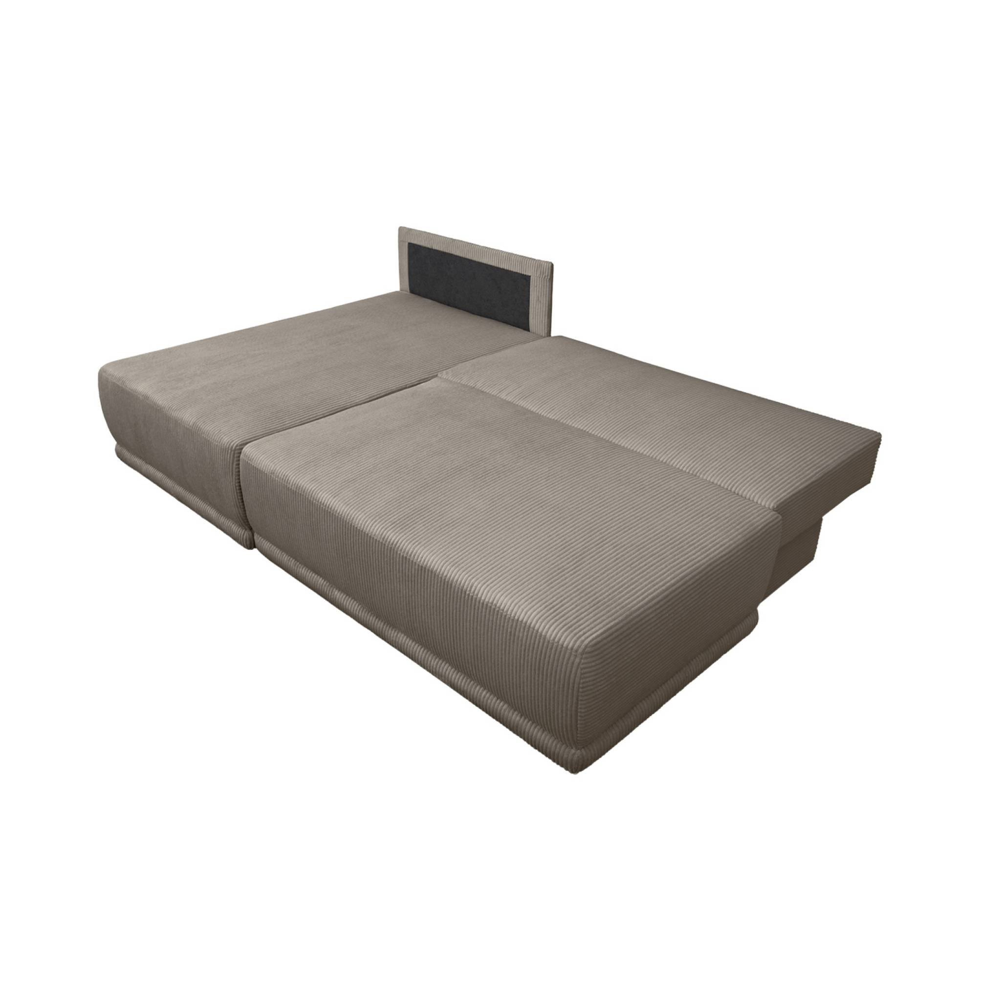 Banquette canapé d'angle gauche convertible 3 places velours côtelé avec coffre NELSON