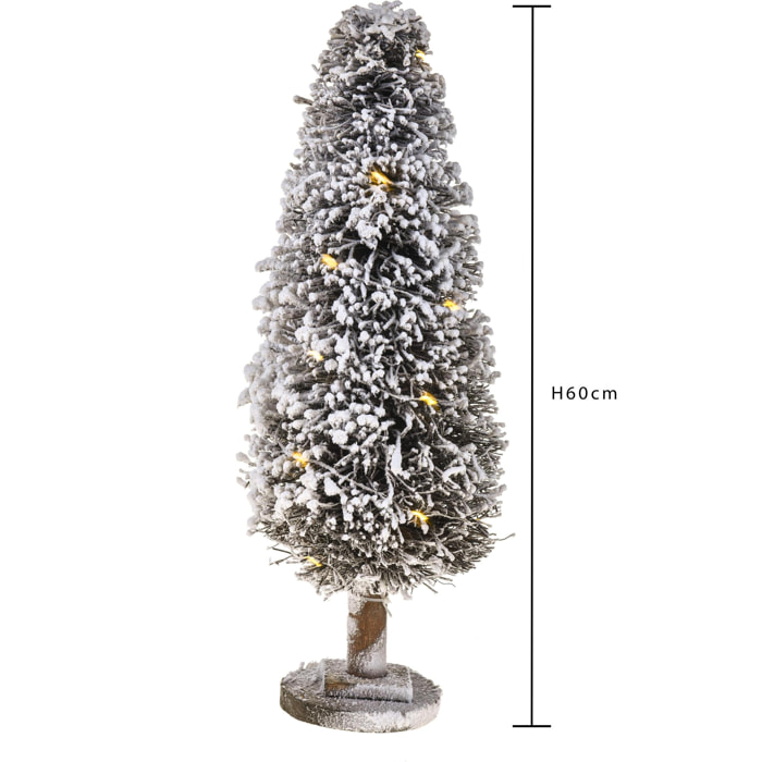 Albero Innevato Slim Con 24 Led. Altezza 60 Cm - Pezzi 1 - 21X60X12cm - Colore: Marrone - Bianchi Dino - Articoli Natalizi