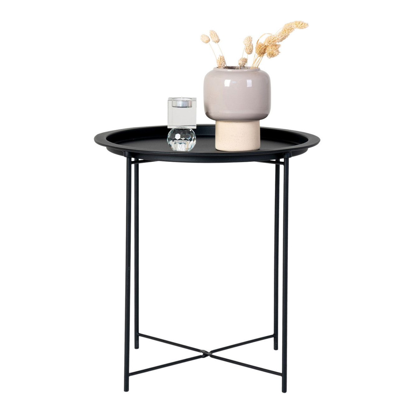 Tavolino d'appoggio Bastia in acciaio nero, ø47×50 cm