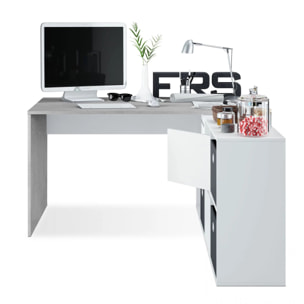 Mesa de escritorio multiposición en blanco mate y gris cemento 136x139 cm Move Blanco Artik (Blanco Mate) - Gris Cemento