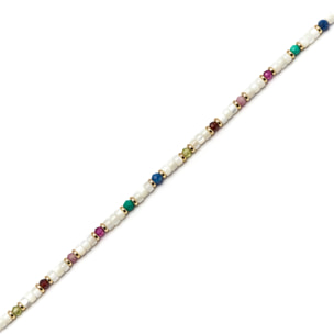 Pulsera con Madreperla Blanca acabado oro 18k