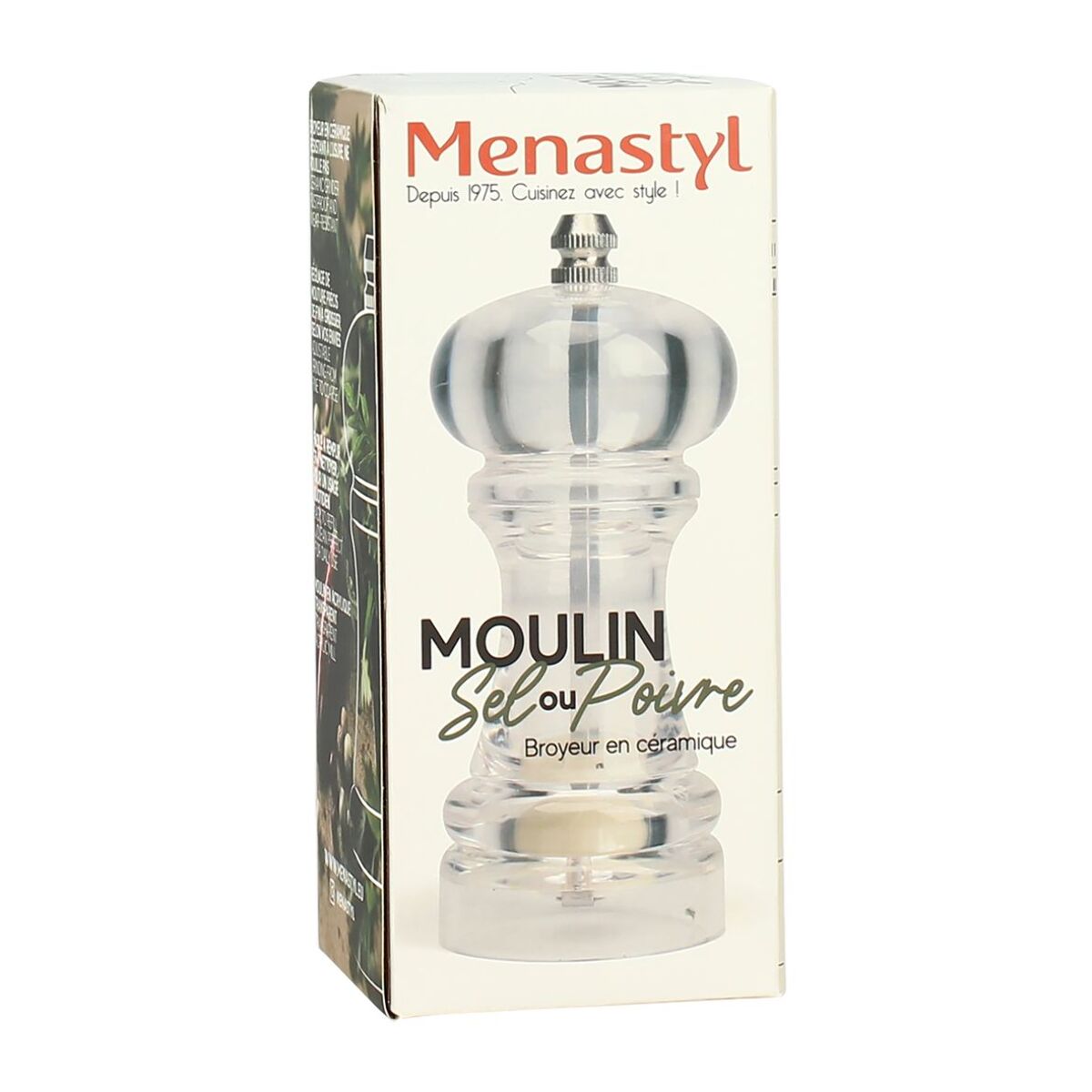 Moulin à sel ou poivre en acrylique transparent