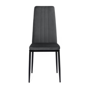 Chaises Jade en velours et pieds noirs - Gris anthracite