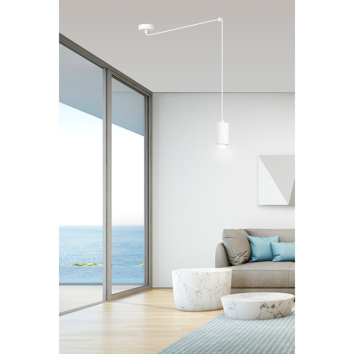 Lampada a sospensione TRAKER in acciaio bianco opaco