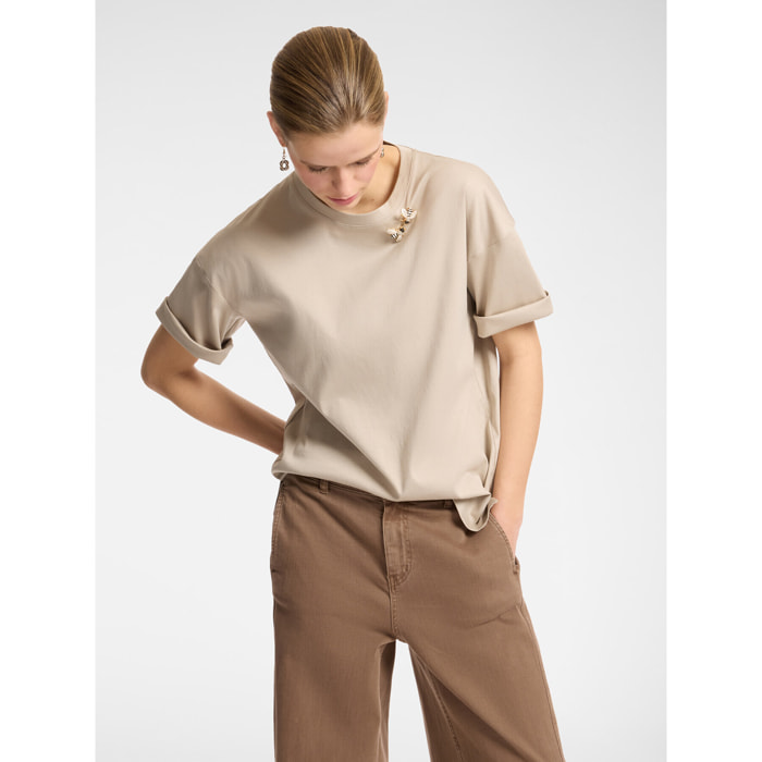 Elena Mirò - T-shirt con applicazioni - Beige