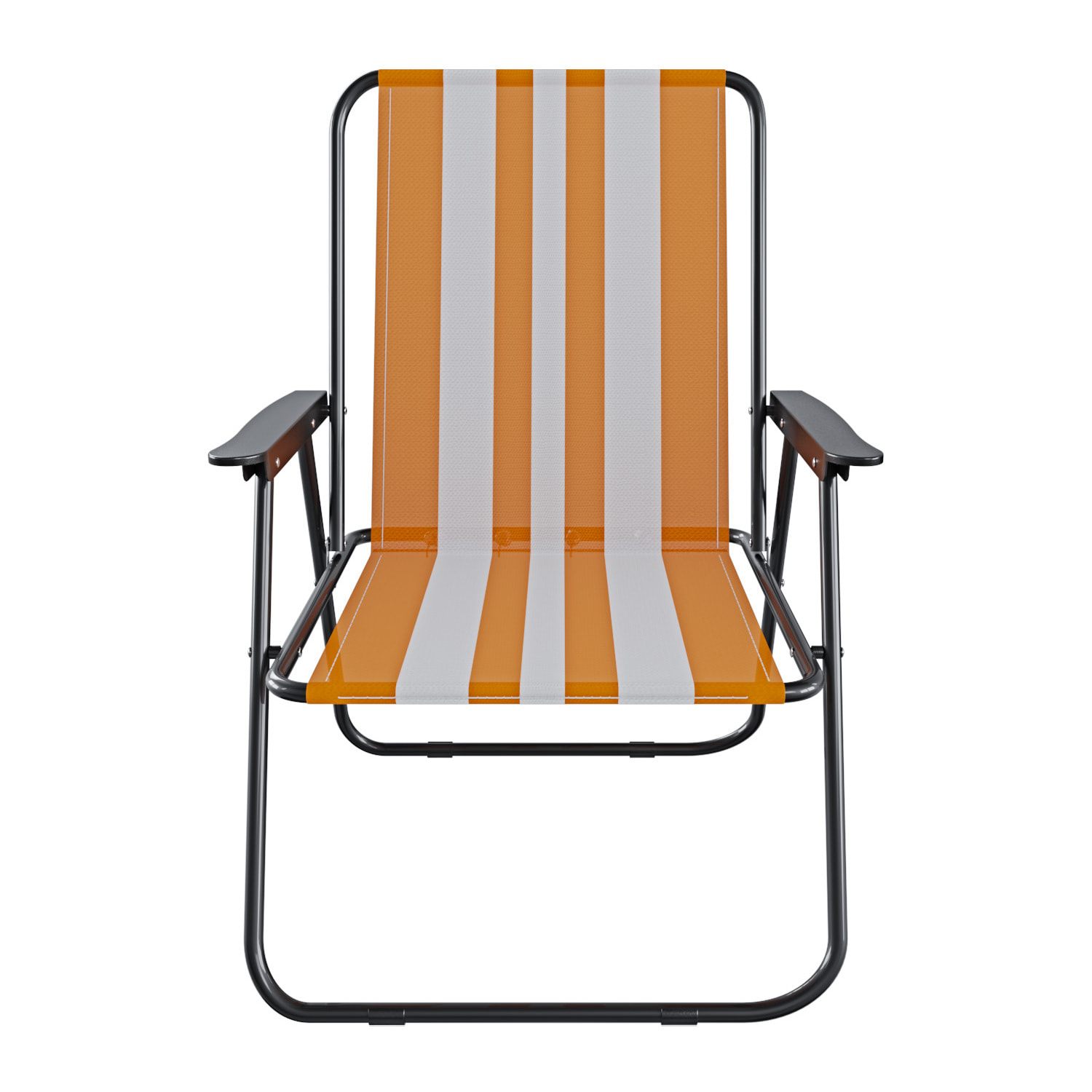 Sedia Pieghevole Da Spiaggia Campeggio Camping Leggera E Resistente In Metallo In Tessuto Oxford 600D Con Braccioli Seggiola Strisce Arancione