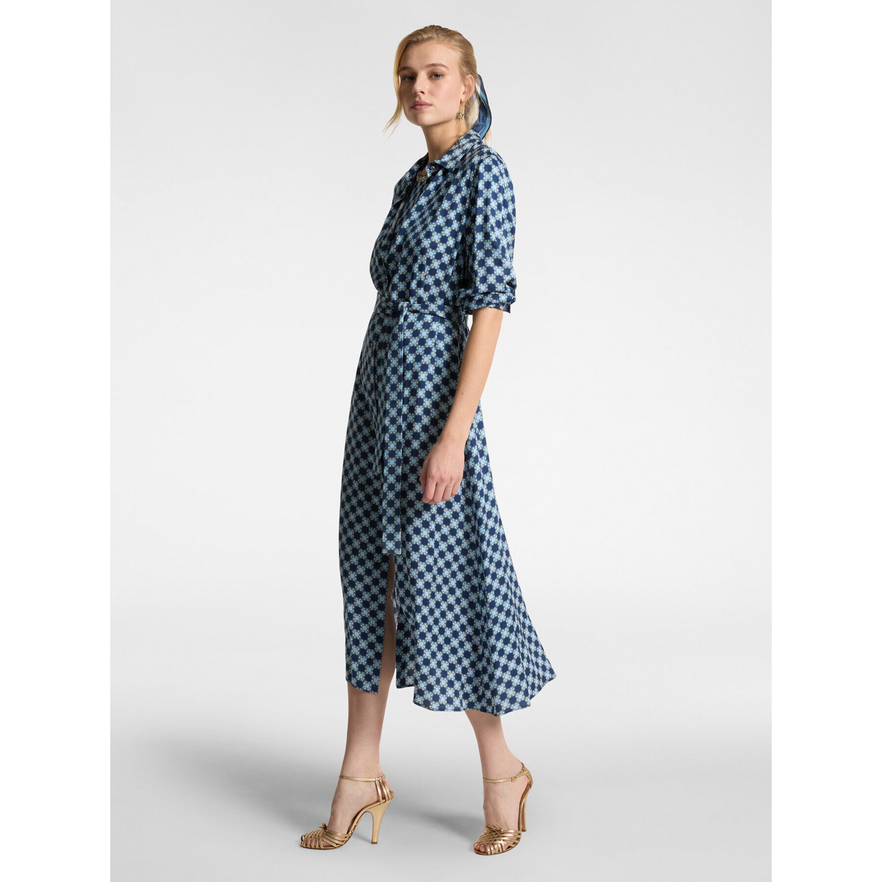 Elena Mirò - Abito chemisier Monogram - Blu
