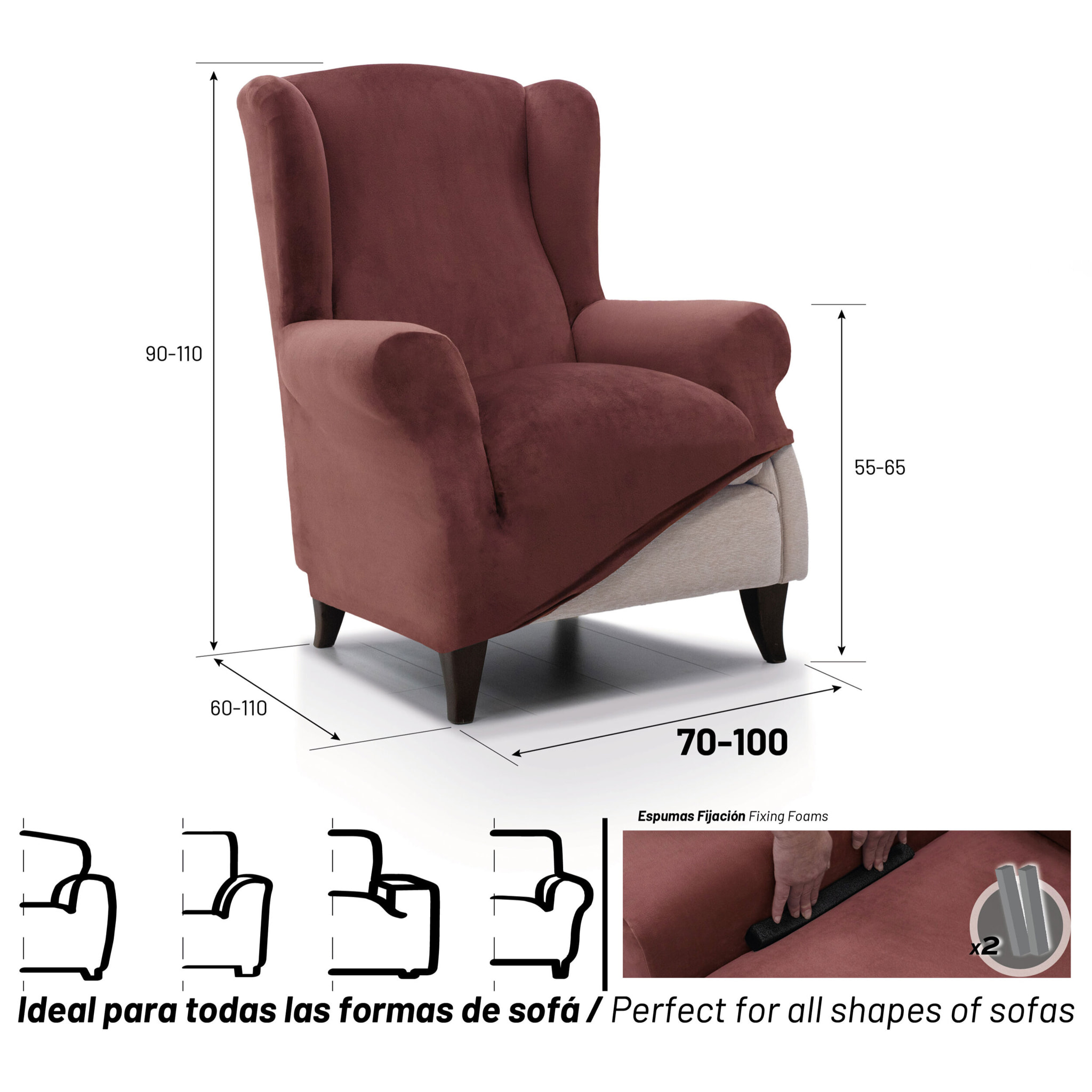 Funda TERCIOPELO ANTIMANCHAS Multi elástica para OREJERO modelo VERONICA