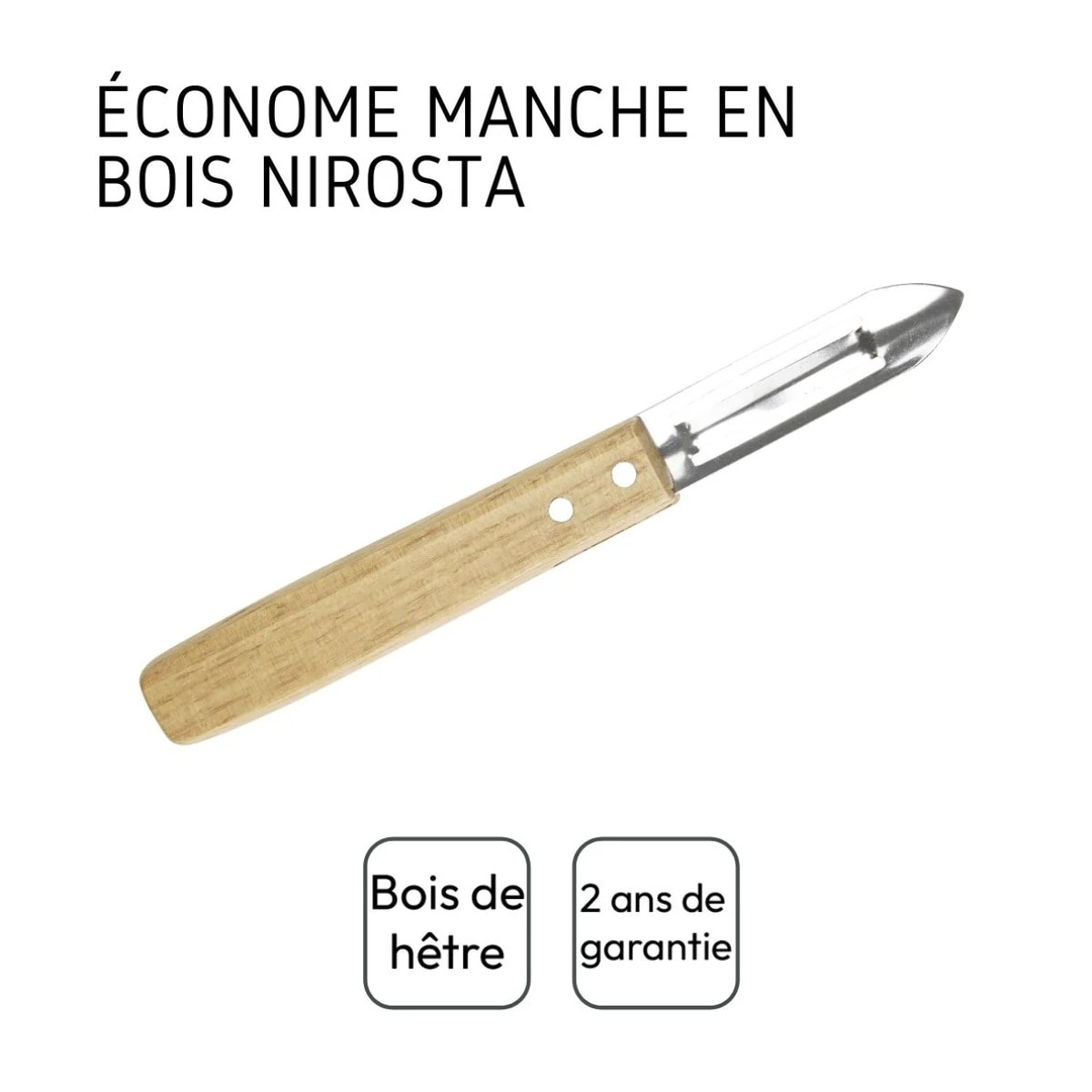 Set de 4 éplucheurs en inox et bois Nirosta Country