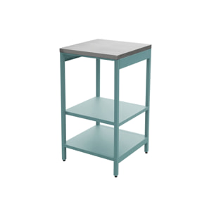 Cuisine d'extérieure en acier bleu gris avec 2 étagères L49cm