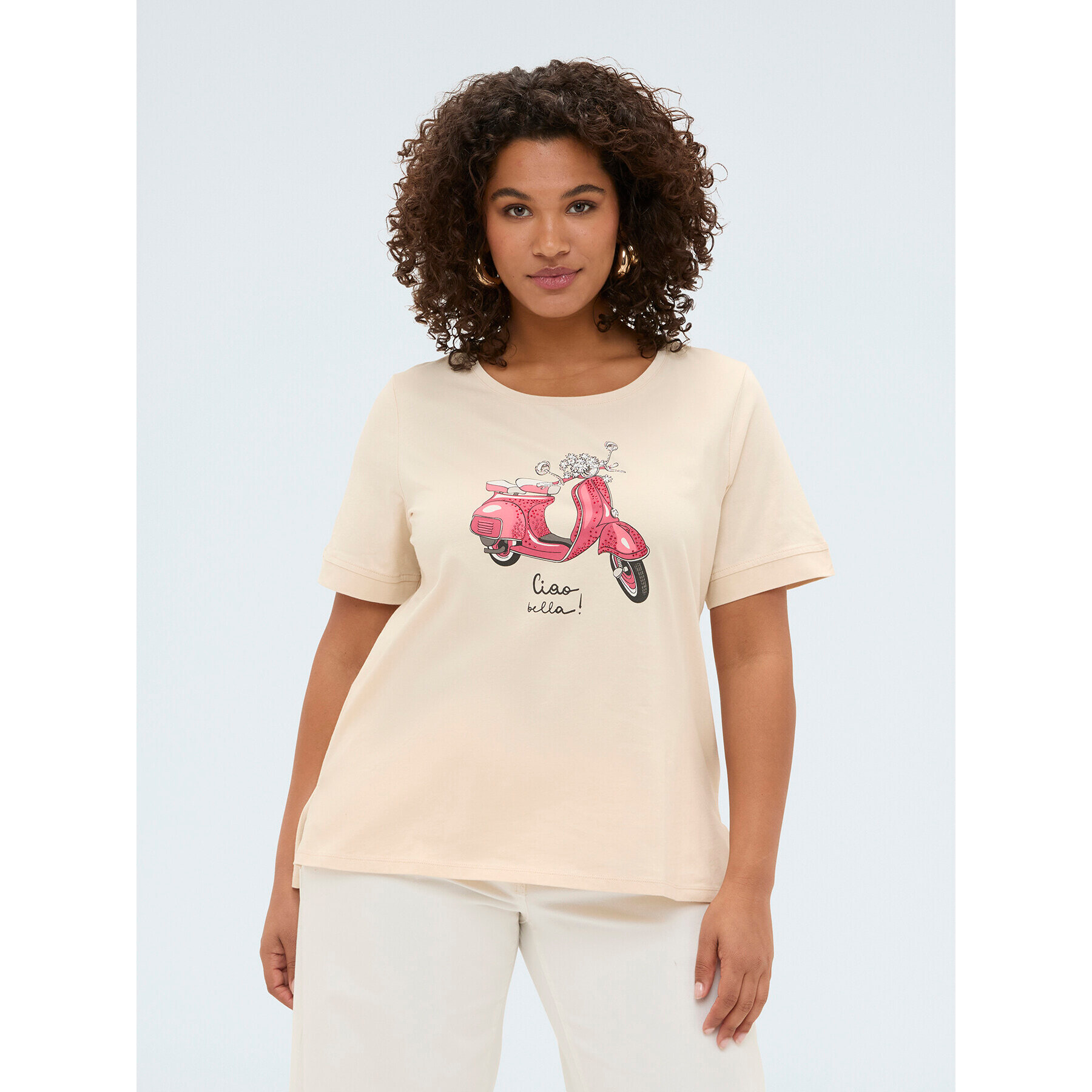 Fiorella Rubino - T-shirt in cotone con stampa - Beige