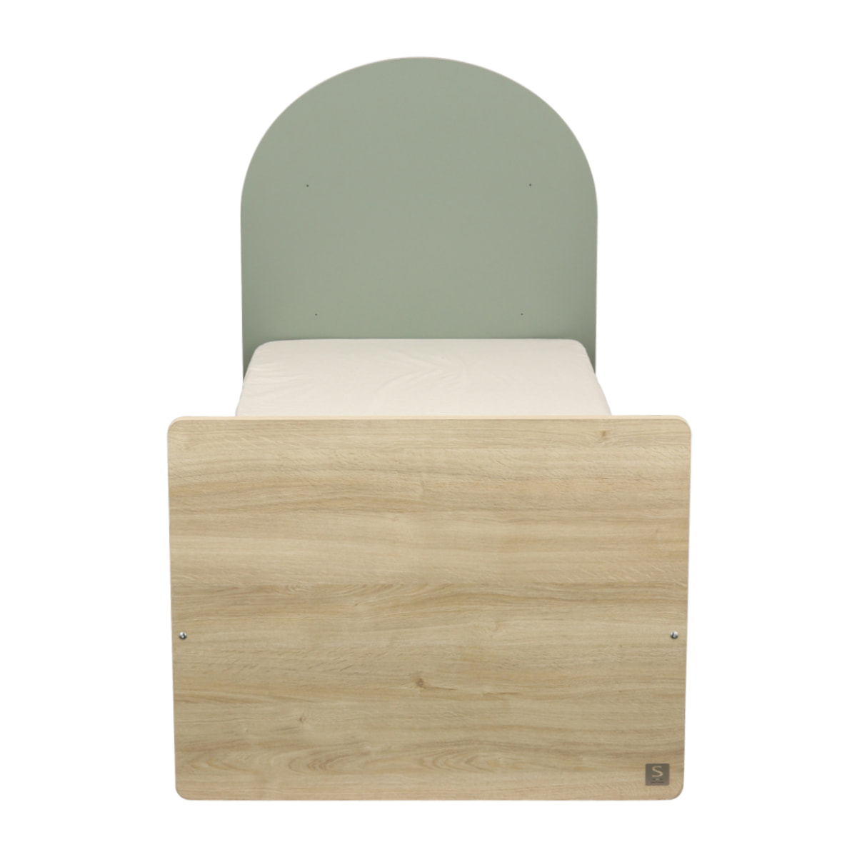 Lit junior 90x190 - décor bois chêne sépia - tête de lit forme arche